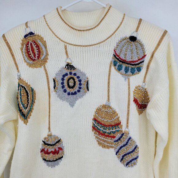 Vintage Dana Scott Embellished Christmas Ornament Holiday Glam Nostalgia Sweater - Picture 5 of 16